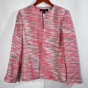 Kasper Open Front‎ Blazer Jacket Lined Jewel Neck Stripe Size 6